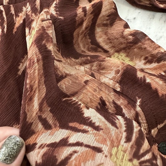 Scotch & Soda Womens Fading Roads Mini Dress Size M New Brown Palms Flutter - Picture 7 of 13